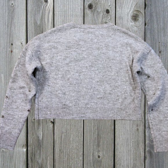 SEE VIDEO!!! โจ๐โจ SPARKLE!! Pretty Noisy May Grey Rhinestone Crop Sweater - Picture 10 of 17